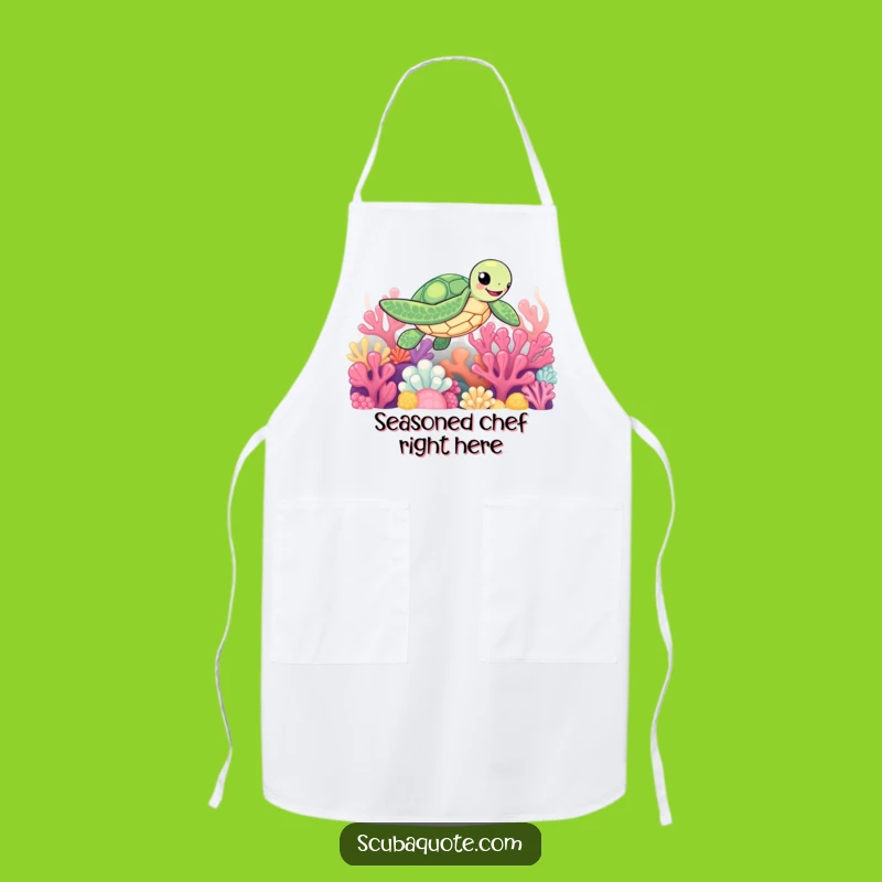 Funny Sea Turtle Apron: Kitchen Coral Chef Wear, Unique Funny Gift
