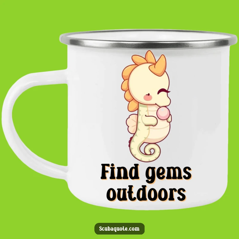 Funny Seahorse Pearl Camping Mug: Adventure with Gentle Ocean Humor