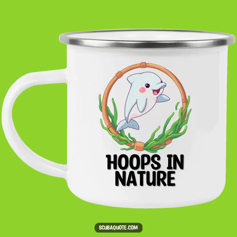 Funny Dolphin Hoop Leap Camping Mug - Adventure & Playfulness
