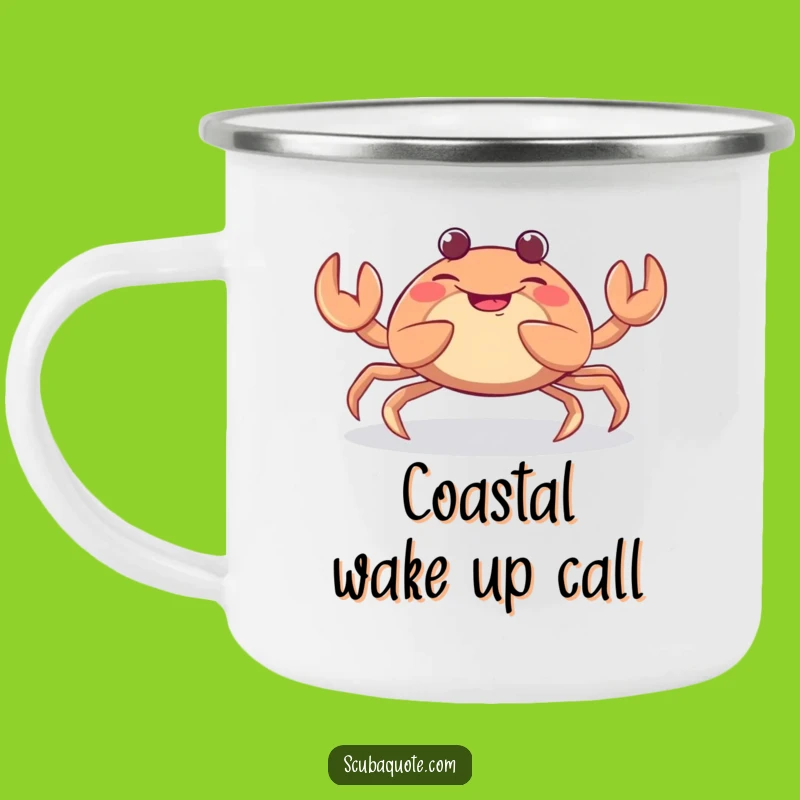 Funny Giggling Crab Camping Mug - Durable Crustacean Claw Wiggle Enamel Cup, Humorous Outdoor Gift