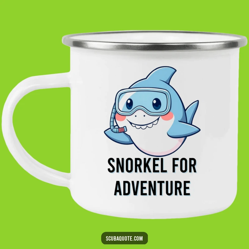 Funny Snorkeler Shark Camping Mug: Adventure-Ready Humor for the Outdoors