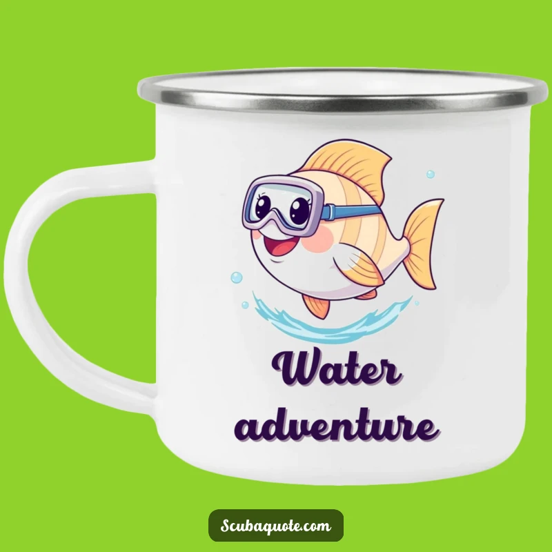 Funny Diving Fish Camping Mug: Happy Swimmer's Adventure Fuel Holder