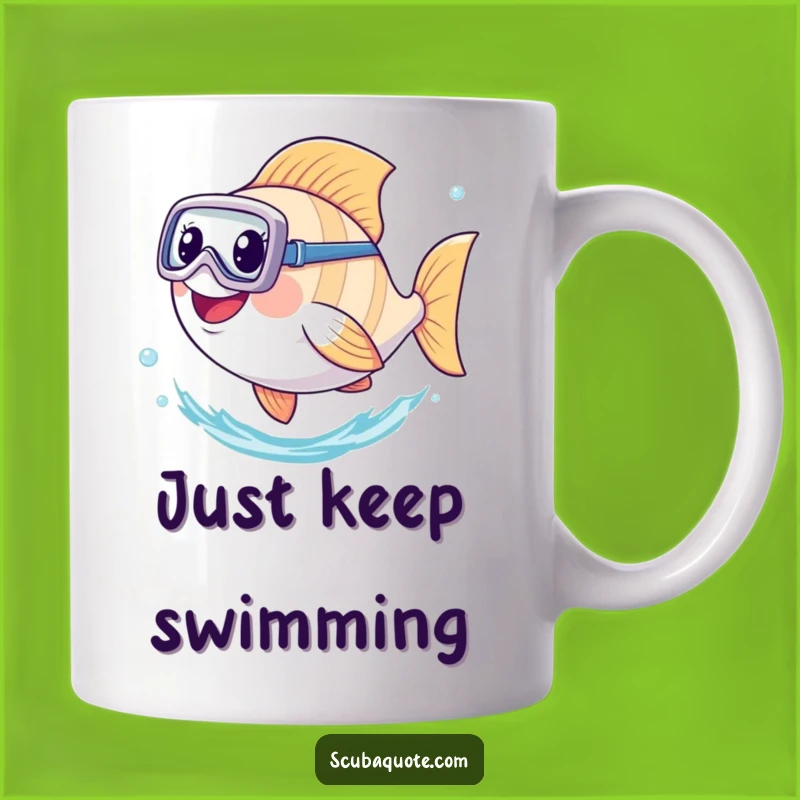 Funny Diving Fish Mug: Happy Aquatic Creature's Underwater Adventure Gift