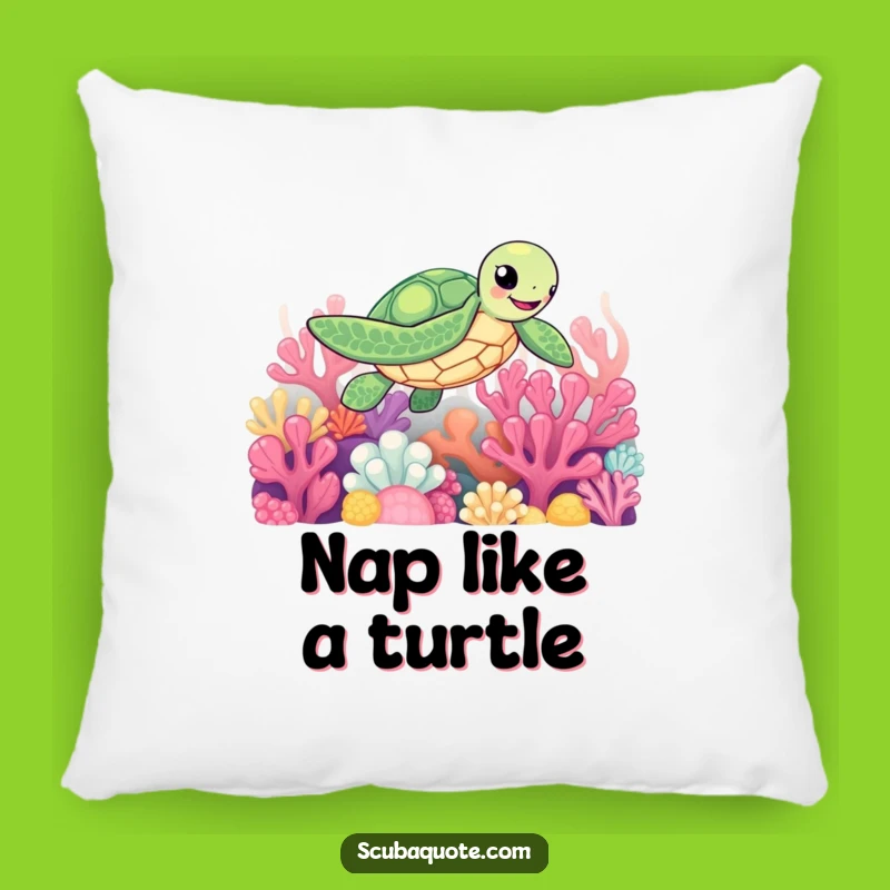 Funny Sea Turtle Pillow: Comfy Coral Cushion, Adorable Funny Gift