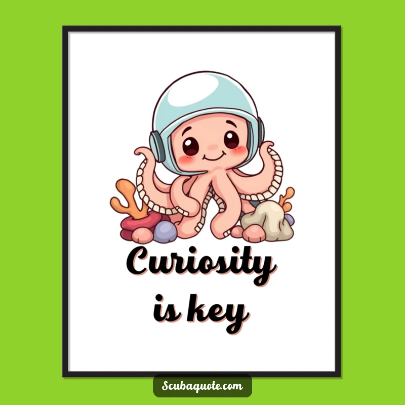 Funny Octopus Helmet Digital Art Print: Instant Underwater Whimsy for Your Walls