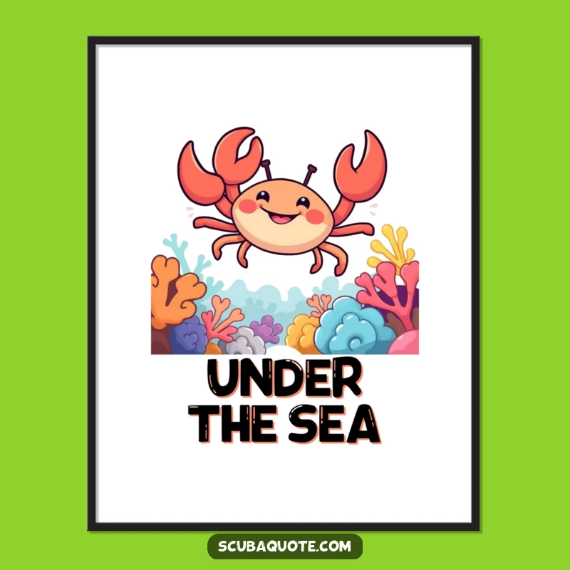 Funny Crab Reef Digital Art: Smiling Navigator's Vibrant Underwater Scene