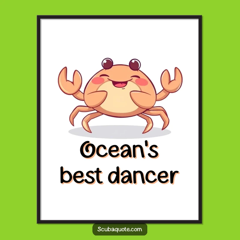 Funny Giggling Crab Digital Art - Playful Crustacean Claw Wiggle Print, Instant Humorous Decor Gift