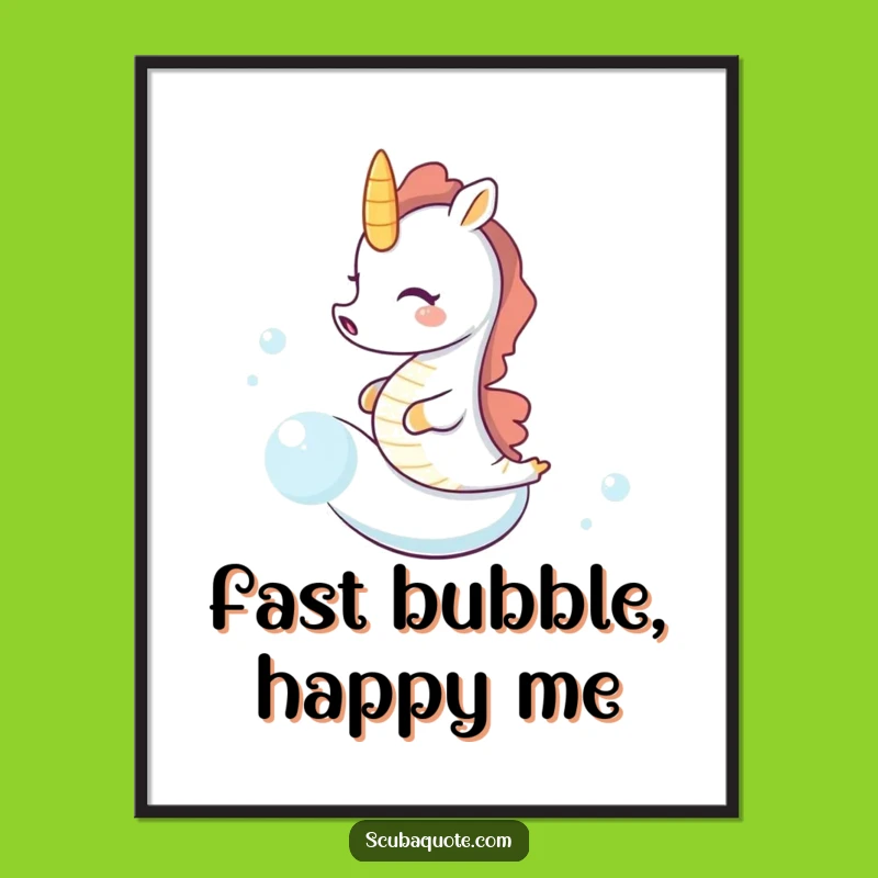 Funny Seahorse Bubble Ride Digital Art: Instant Downloadable Hilarious Ocean Decor