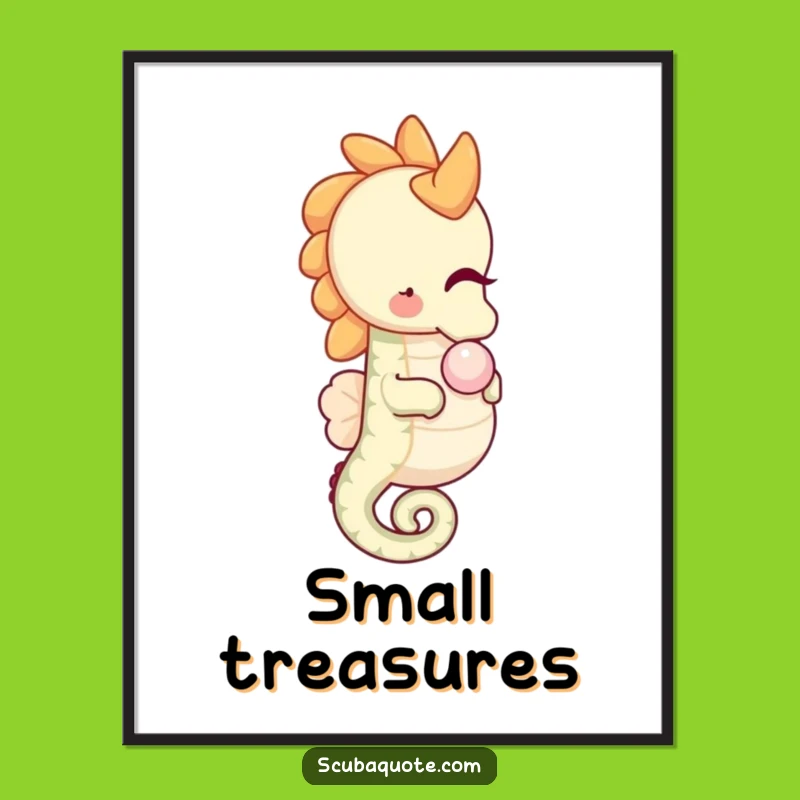 Funny Seahorse Pearl Digital Art: Bring Gentle Ocean Charm to Your Decor