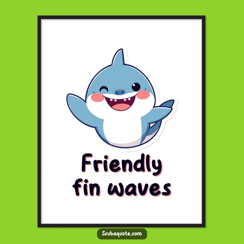 Funny Shark Wave Digital Art Print: Instant Ocean Humor for Your Walls