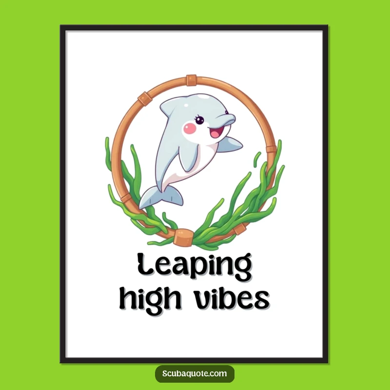 Funny Dolphin Hoop Leap Digital Art - Instant Aquatic Fun Gift
