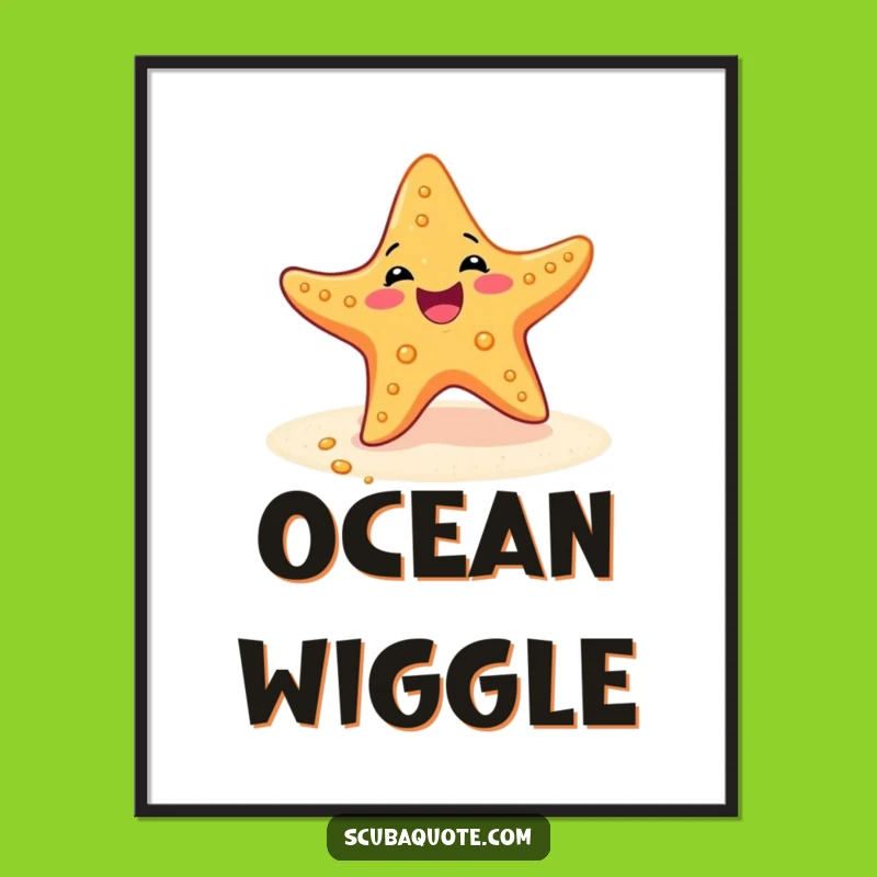 Funny Starfish Digital Art: Joyful Wiggler's Vibrant Beach Scene