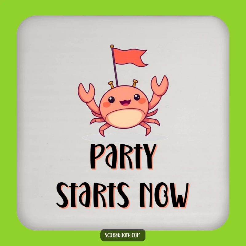 Funny Happy Crab Flag Drink Coaster Set: Protect Surfaces with Beachy Determination