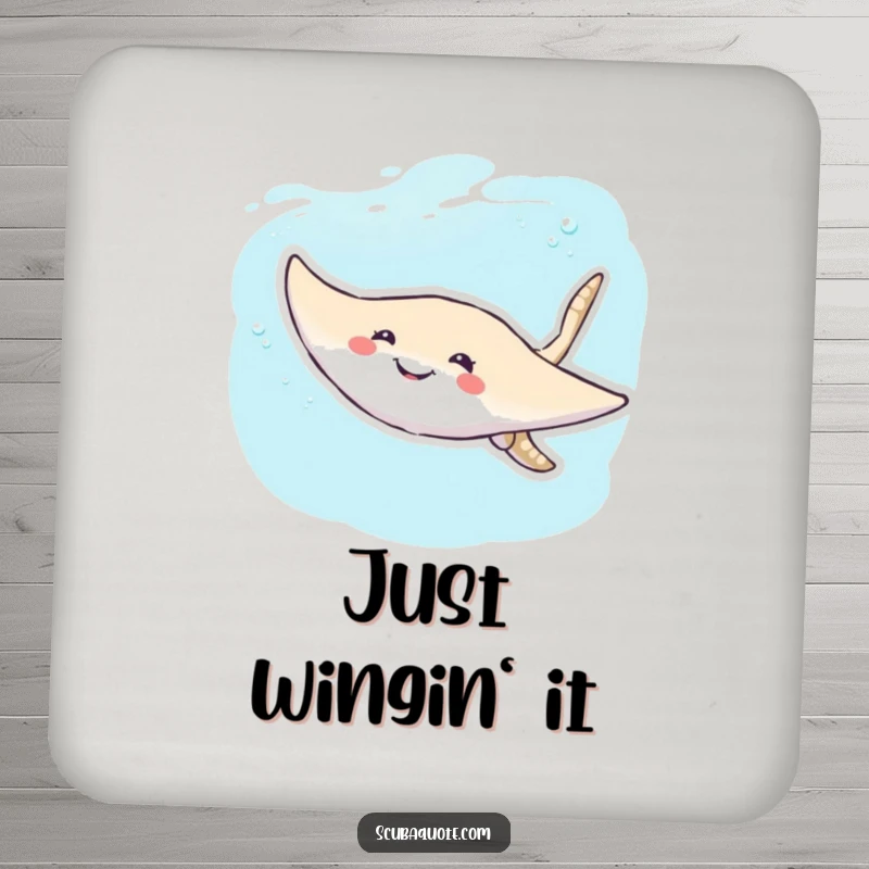 Funny Stingray Coasters: A smiling stingray glides over these coasters, protecting surfaces with aquatic humor.