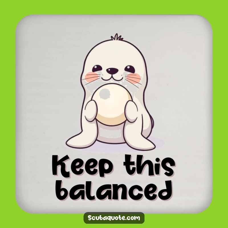 Funny Playful Seal Coaster Set - Balancing Ball Drink Protect, Humorous Animal Gift