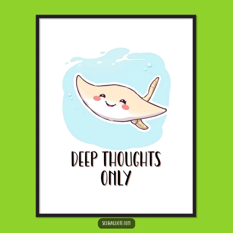 Funny Stingray Poster: Gliding Joy, Perfect Wall Art for Nautical Humor