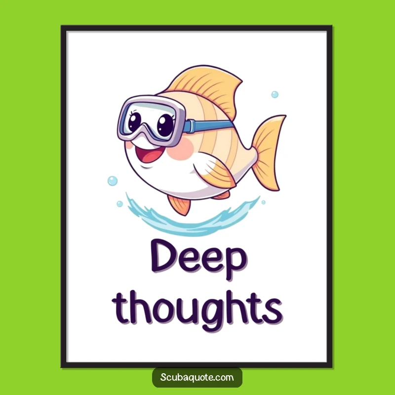 Funny Diving Fish Poster: Happy Swimmer's Vibrant Underwater Wall Art