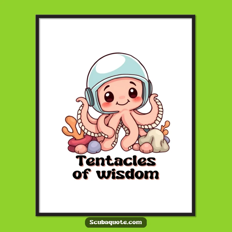 Funny Octopus Helmet Art Poster: Bring Underwater Curiosity and Laughter to Your Walls