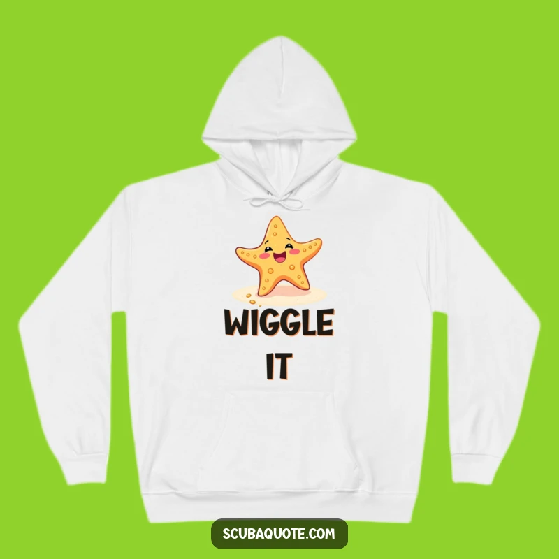Cozy Funny Starfish Hoodie: Joyful Wiggler's Warm Seaside Hug