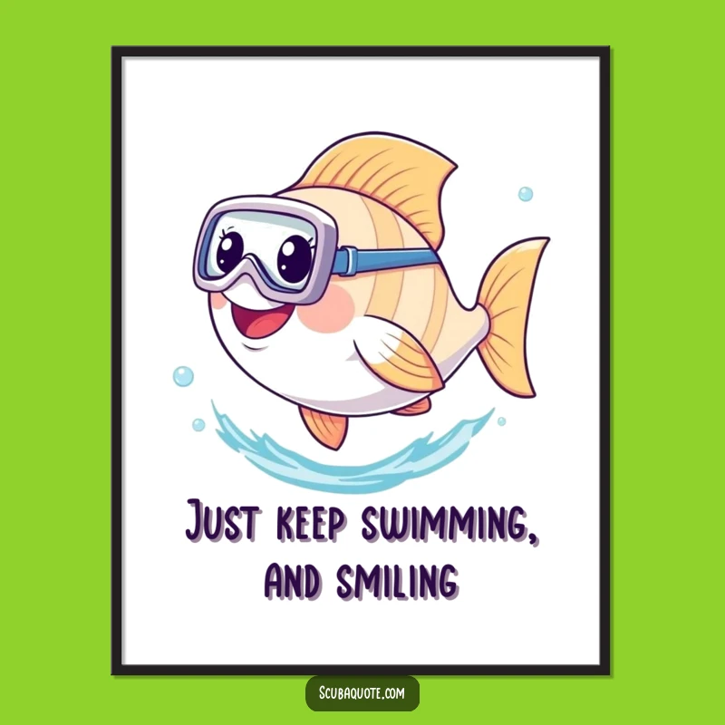 Free Printable Funny Wall Art: Happy Fish Diver for Aquatic, Downloadable Decor