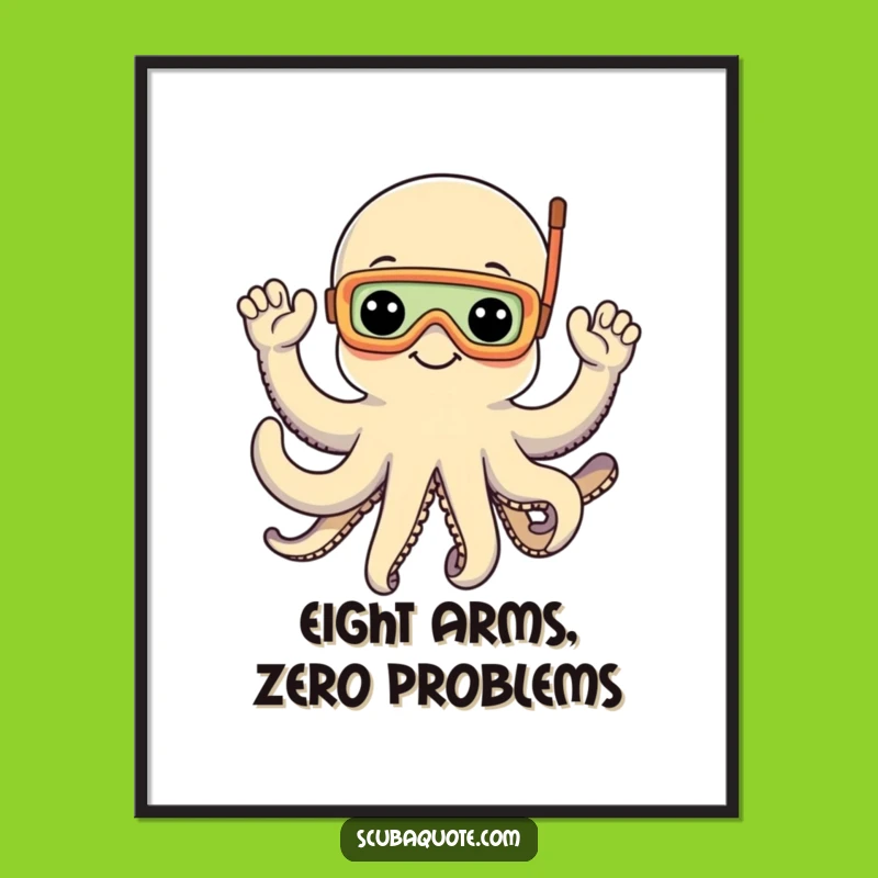 Free Printable Wall Art: Octopus Snorkel Party Underwater Fun Art Print