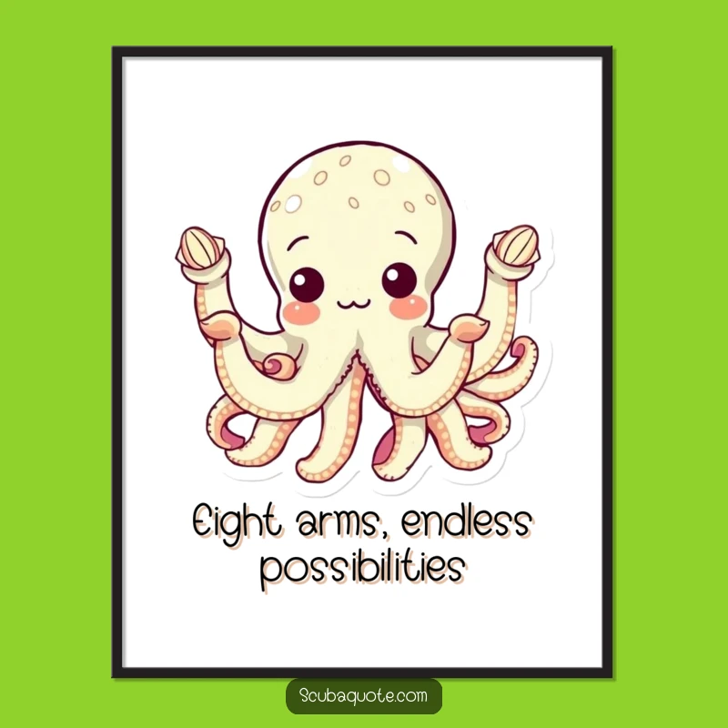 Funny Free Printable Wall Art! Octopus Seashell Collector for Quirky Downloadable Home Decor
