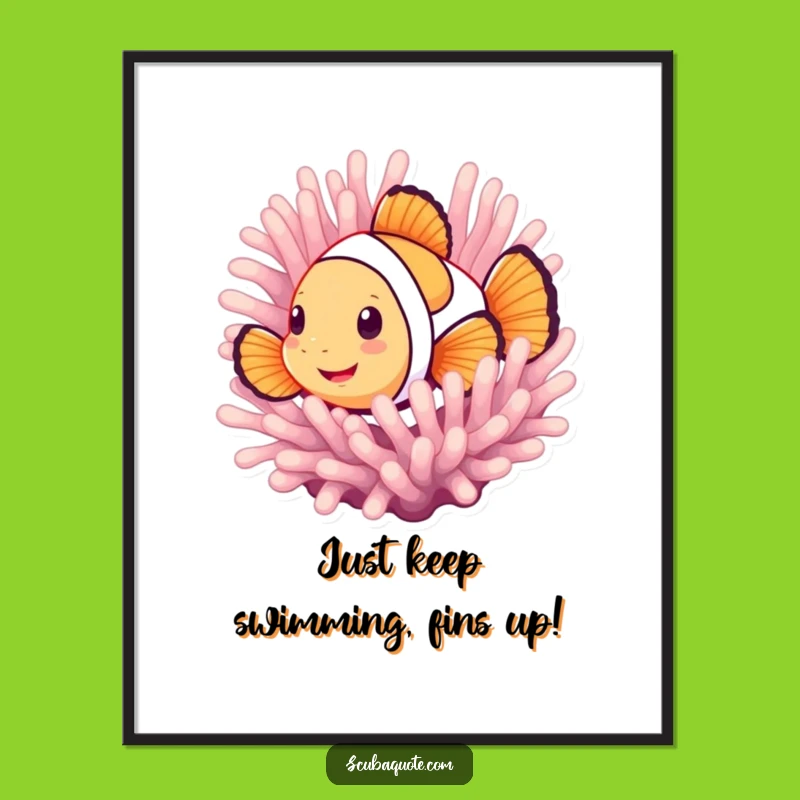 Funny Free Printable Wall Art: Clownfish Peek Humorous Downloadable Ocean Art