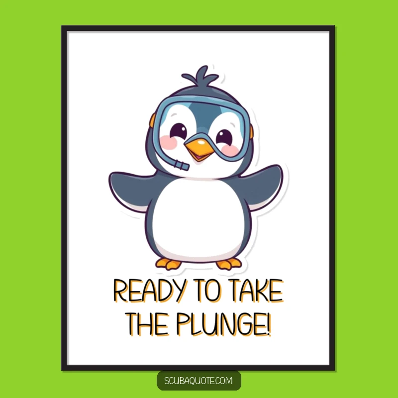 Funny Free Printable Wall Art! Waving Penguin Snorkeler for Quirky Downloadable Home Decor