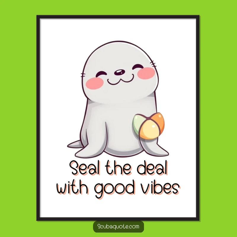 Free Printable Wall Art: Giggling Seal's Joyful Balance, Funny Downloadable Decor