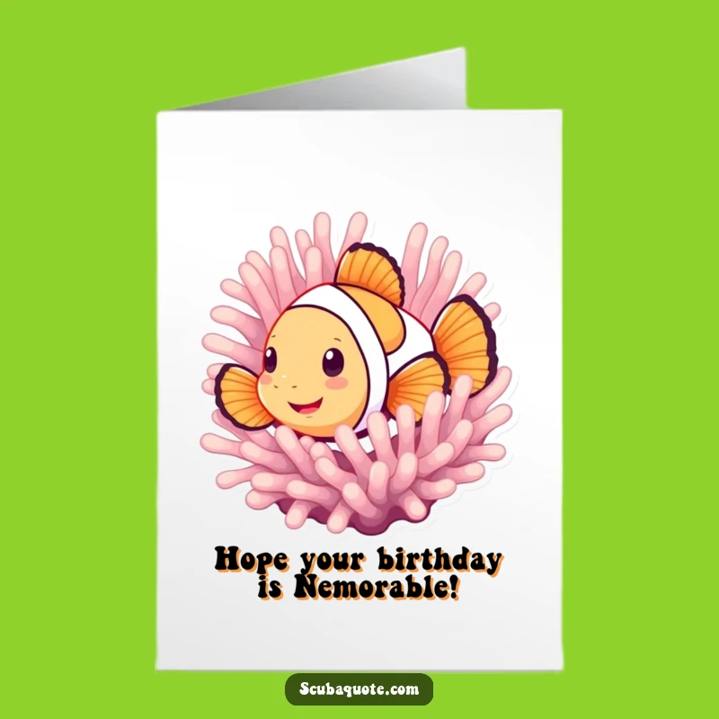 Free Printable Birthday Card: Clownfish Peek Funny Downloadable Gift for Ocean Lovers