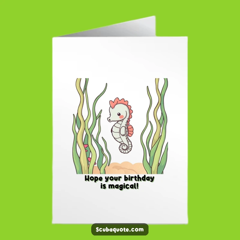Free Printable Birthday Card: Content Seahorse's Calm Wish, Serene Downloadable Gift