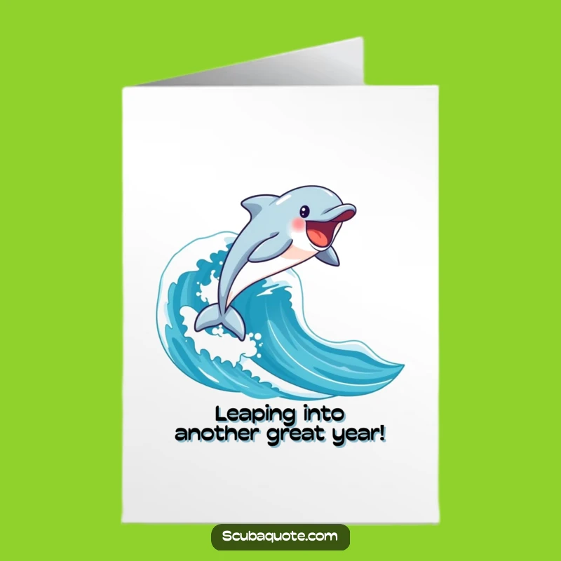 Free Printable Birthday Card: Dolphin Wave Splash, Funny Gift