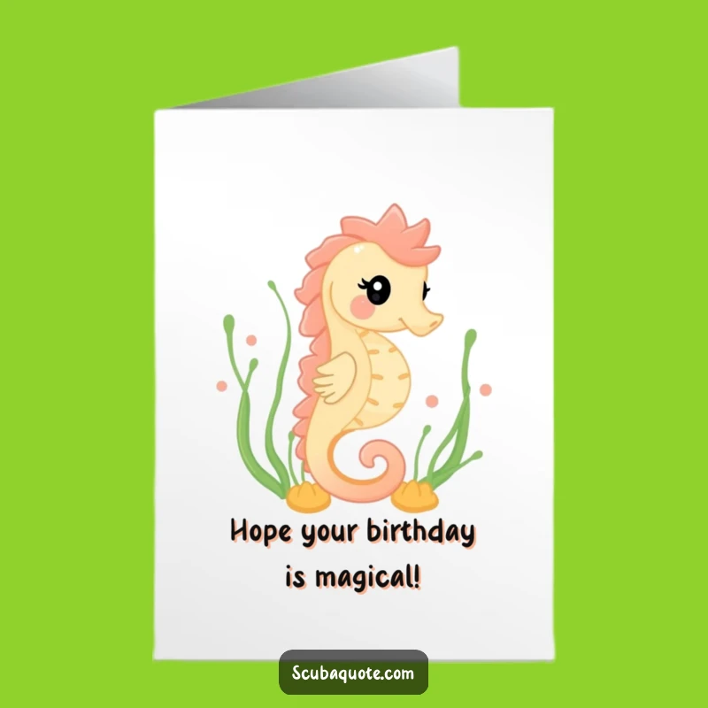 Free Printable Birthday Card: Happy Seahorse Swim Funny Downloadable Gift