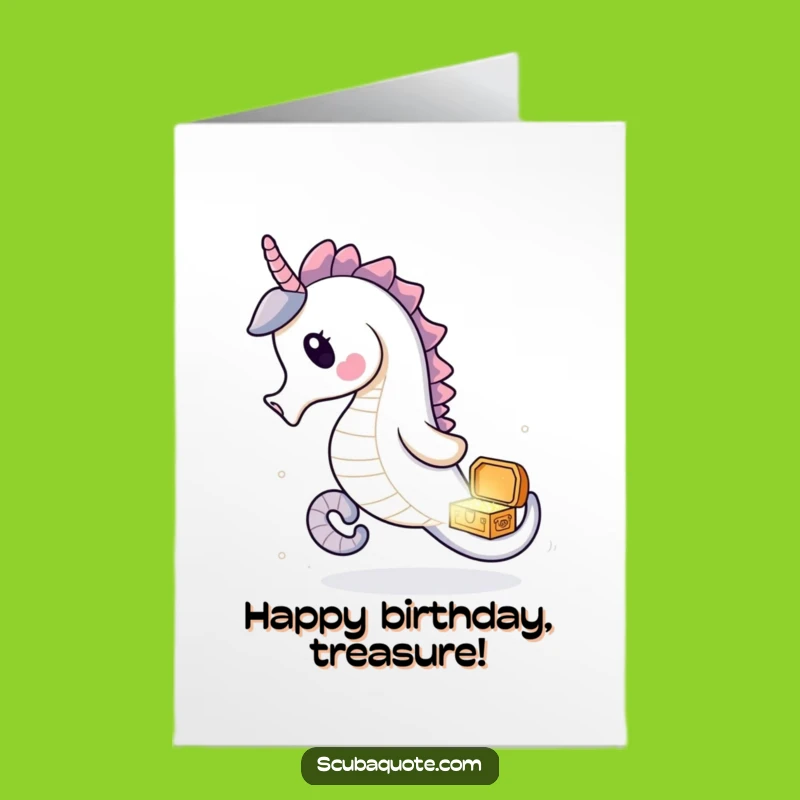 Free Printable Seahorse Birthday Card: Treasure Hunt DIY Downloadable Gift for a Fun Day