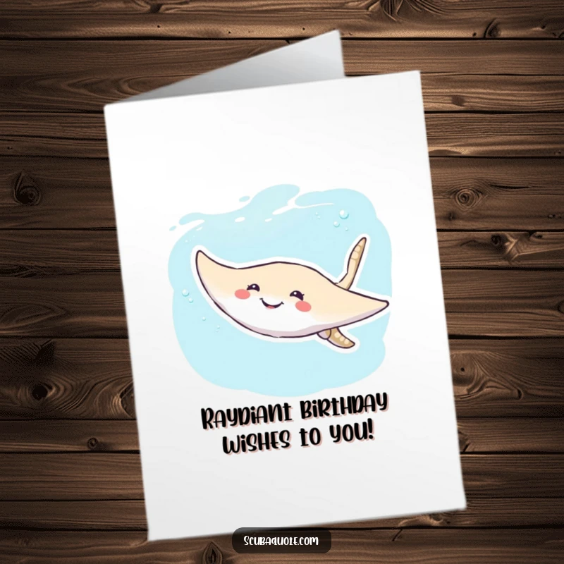 Funny Free Printable Birthday Card: Smiling Stingray Gliding, Sending Happy Birthday Vibes, DIY Gift