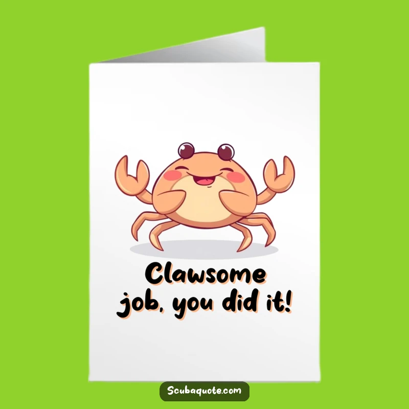 Free Printable Congrats Card: Giggling Crab Claw Wiggle Funny Downloadable Gift