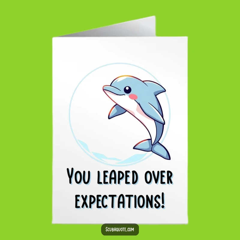 Free Printable Congrats Card: Dolphin's Victory Leap, Humorous Downloadable Gift!