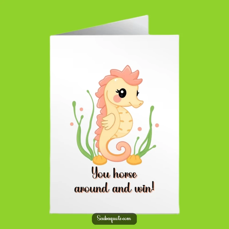 Free Printable Congrats Card: Happy Seahorse Swim Funny Downloadable Gift