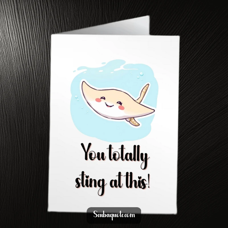 Funny Free Printable Congratulations Card: Grinning Stingray Gliding Swiftly, Expressing Joyful Congrats, DIY Present