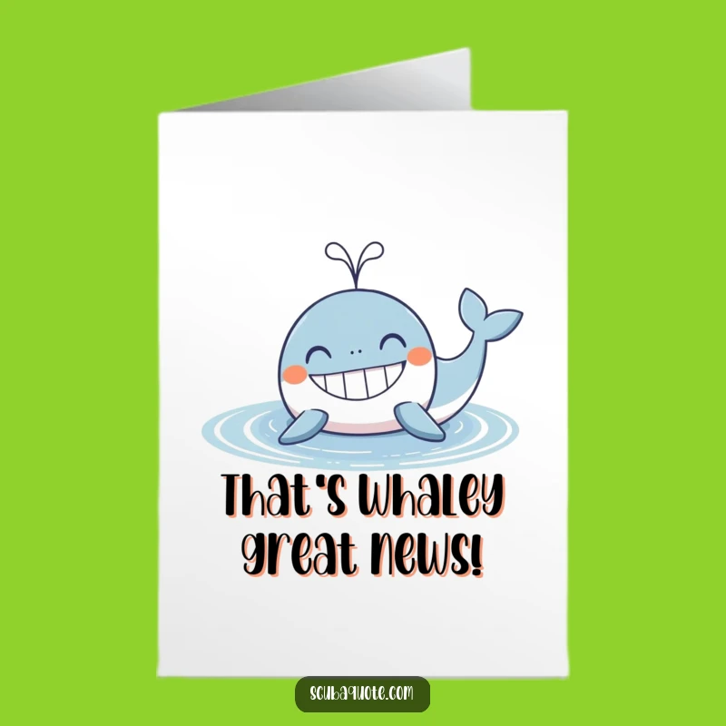 Free Printable Congrats Card: Joyful Whale Spout, Awesome Downloadable Celebration