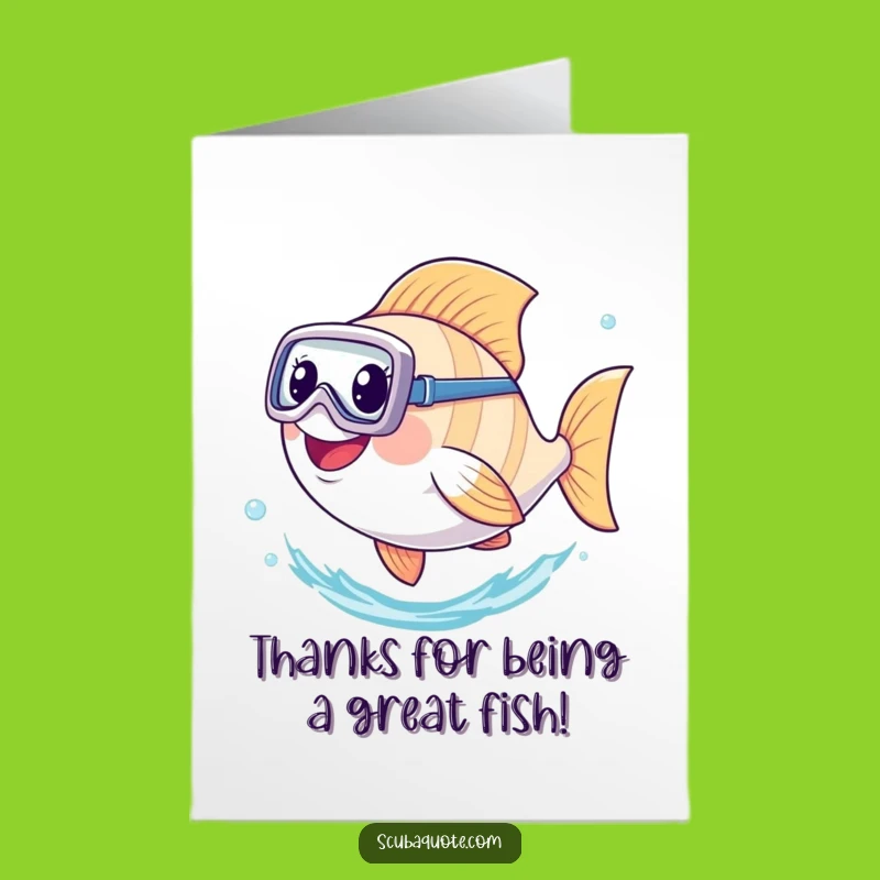 Free Printable Funny Thank You Card: Happy Fish Diver for a Grateful Downloadable Gift