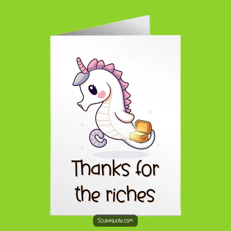 Free Printable Seahorse Thank You Card: Treasure Your Thanks DIY Downloadable Gift