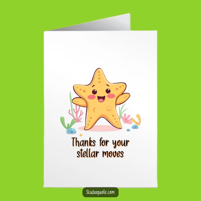 Free Printable Thank You Card: Dancing Starfish, Ocean Gratitude, Downloadable Gift