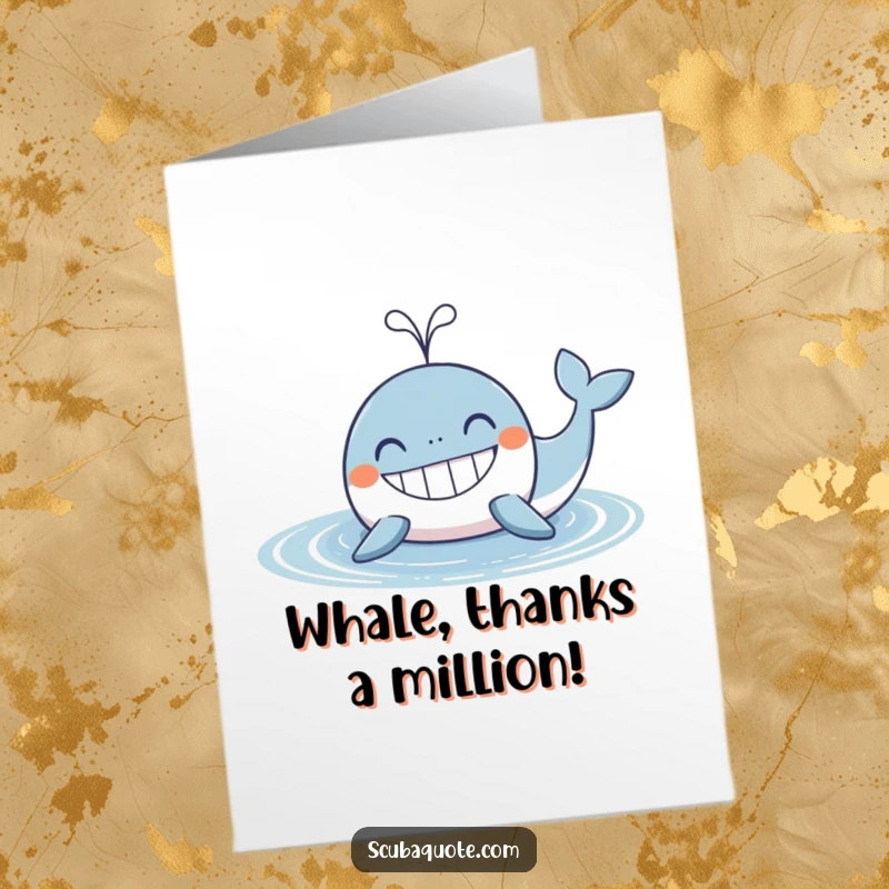 Funny Free Printable Thank You Card: Happy Whale Spouting, Expressing Gratitude, Whimsical Thanks, DIY Gift