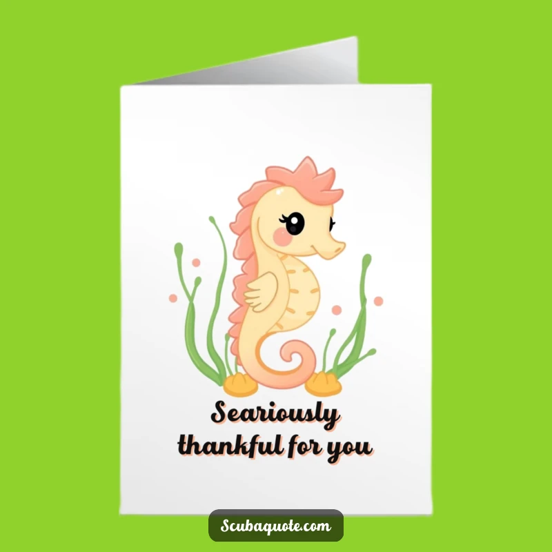 Free Printable Thank You Card: Happy Seahorse Swim Funny Downloadable Gift