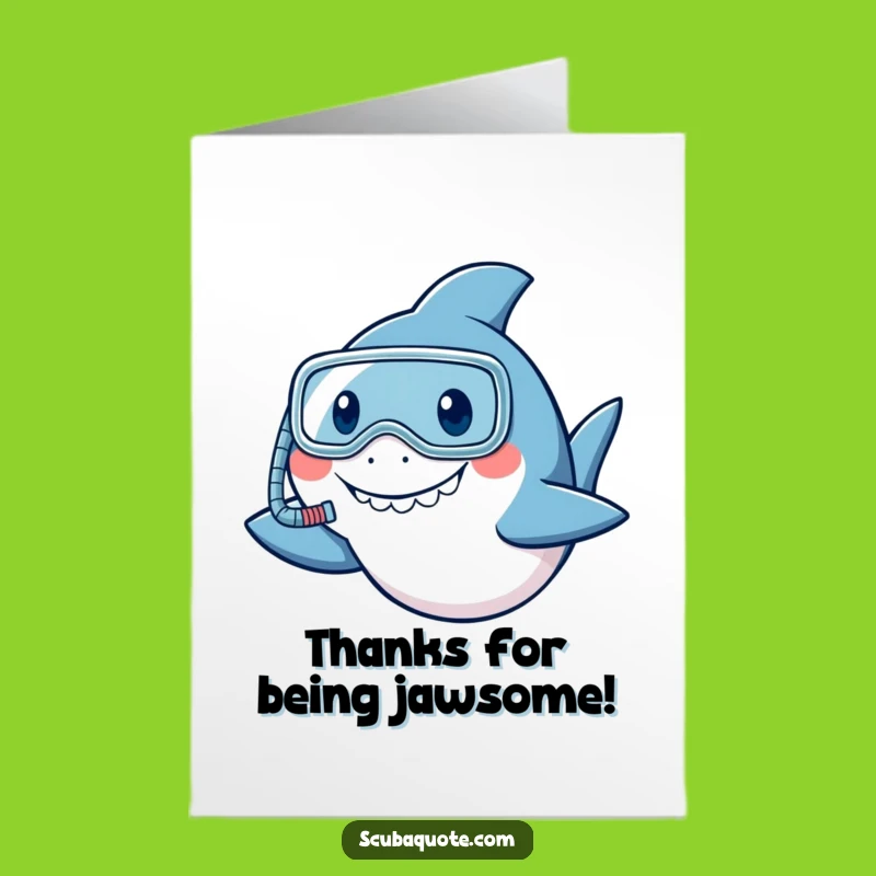 Free Printable Thank You Card: Snorkel Shark, Funny Downloadable for Gratitude