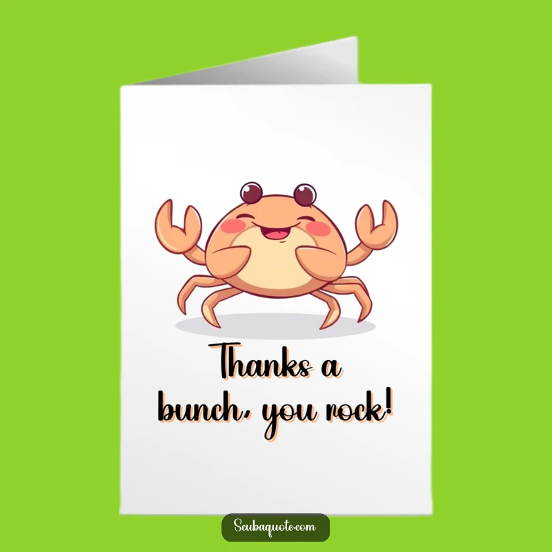 Free Printable Thank You Card: Giggling Crab Claw Wiggle Funny Downloadable Gift