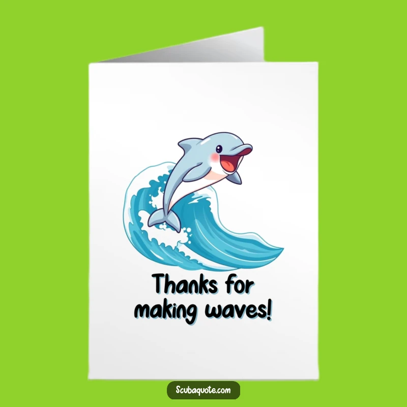 Thanks Free Printable Card: Dolphin Wave Cheer, Funny Downloadable