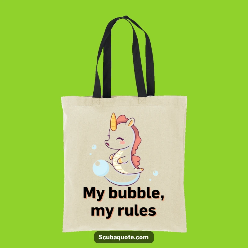 Funny Seahorse Bubble Carrier Tote Bag: Hilarious Ocean Accessory for Everyday Fun