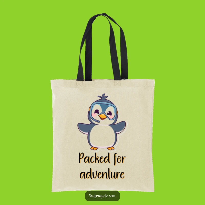 Funny Penguin Snorkel Tote Bag: Waving Friend Carry-All, Practical Funny Gift
